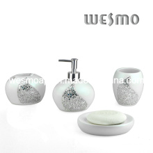 Polyresin accesorios de baño con piezas de vidrio Decoración